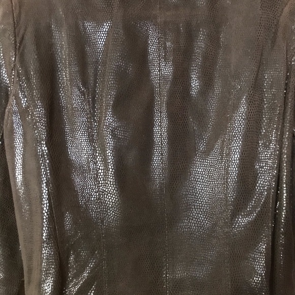 Alfani Brown Serpent Print Suede Leather Jacket M - Picture 9 of 10